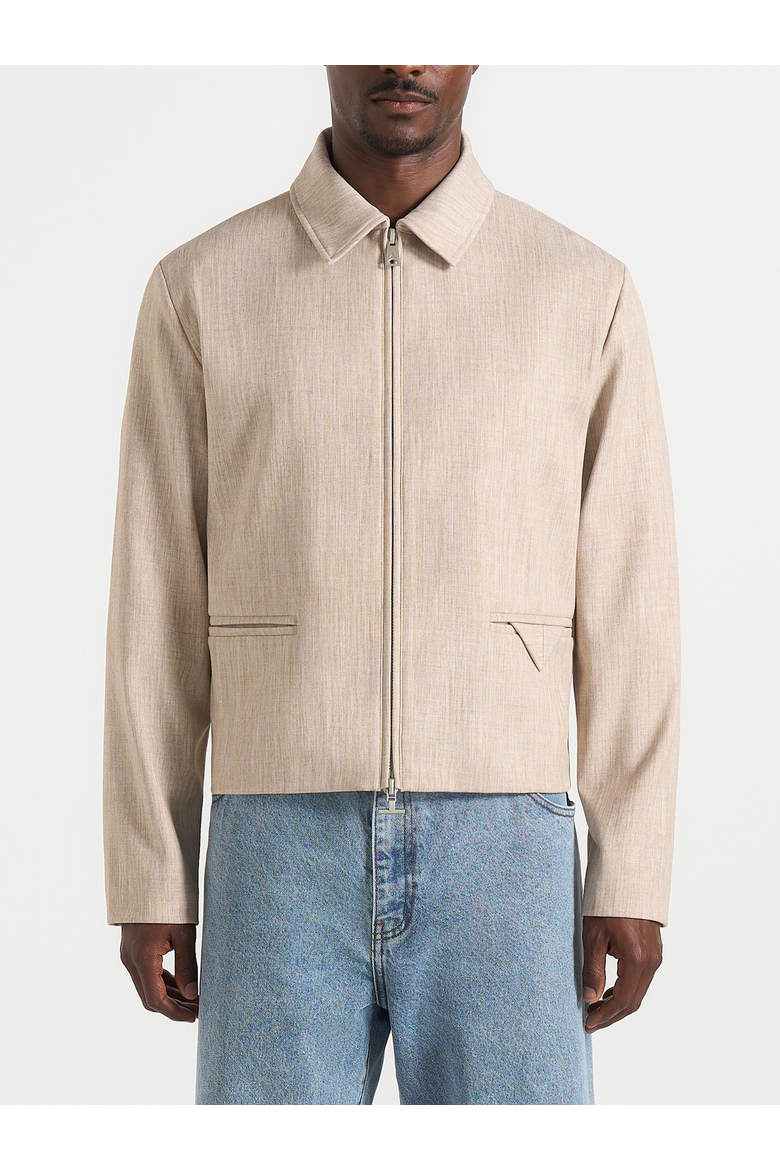 Amir Boxy Hatched Harrington Jacket, Alternate, color, Beige
