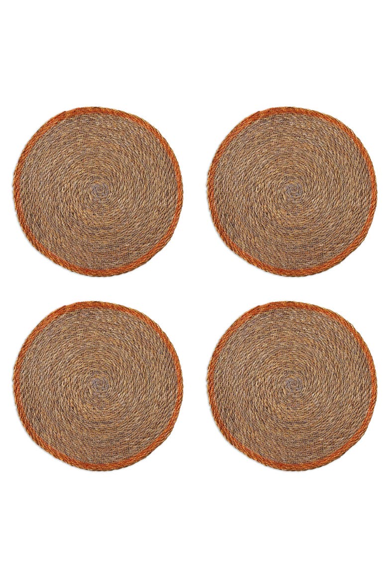 Overstitch Seagrass Placemat Set of 4 Lavender-Round, Main, color, Purple