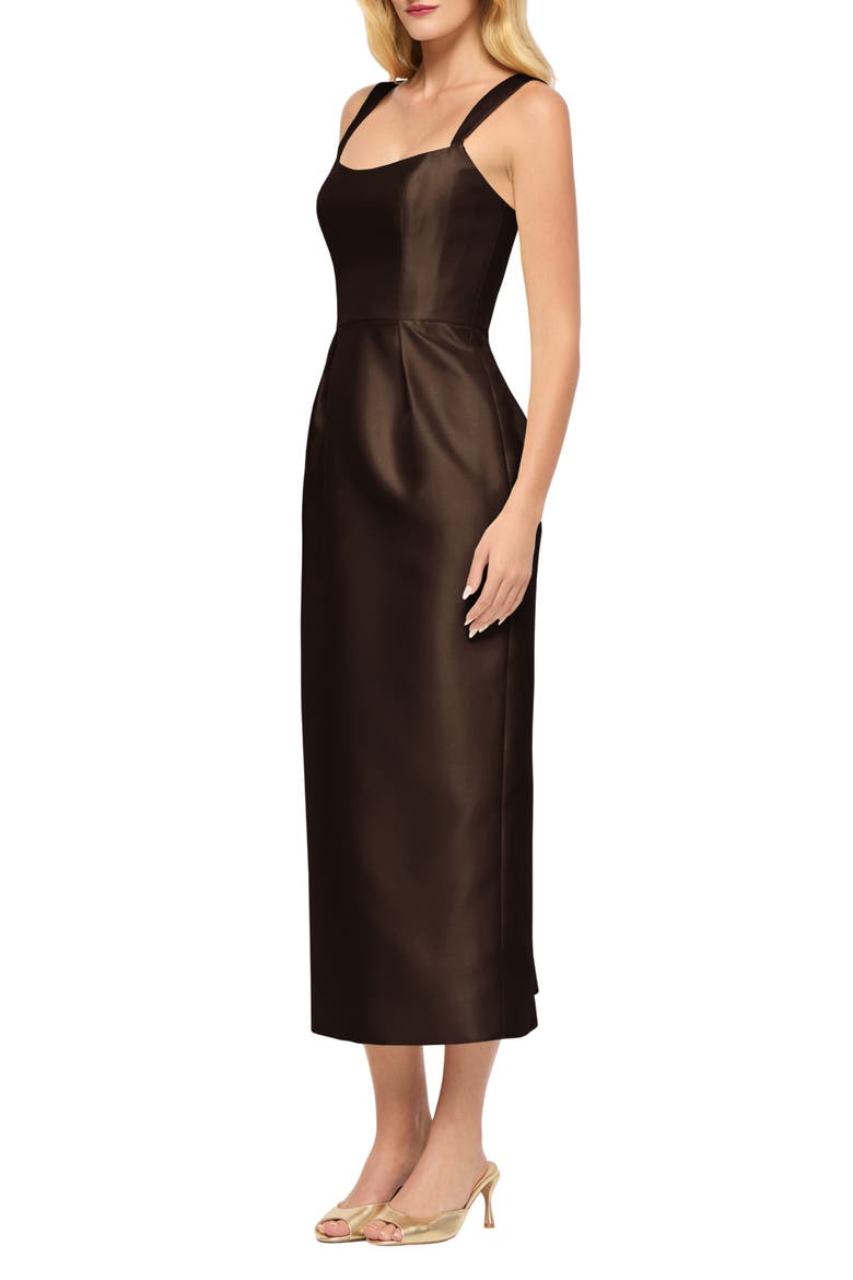 Jordyn Satin Twill Midi Dress, Alternate, color, ESPRESSO