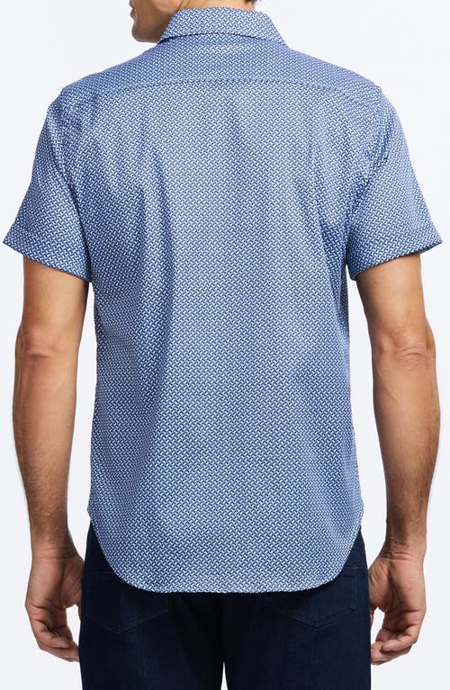Robert Graham Grinnell Geo Pattern Short Sleeve Stretch Cotton Button-up Shirt In Blue