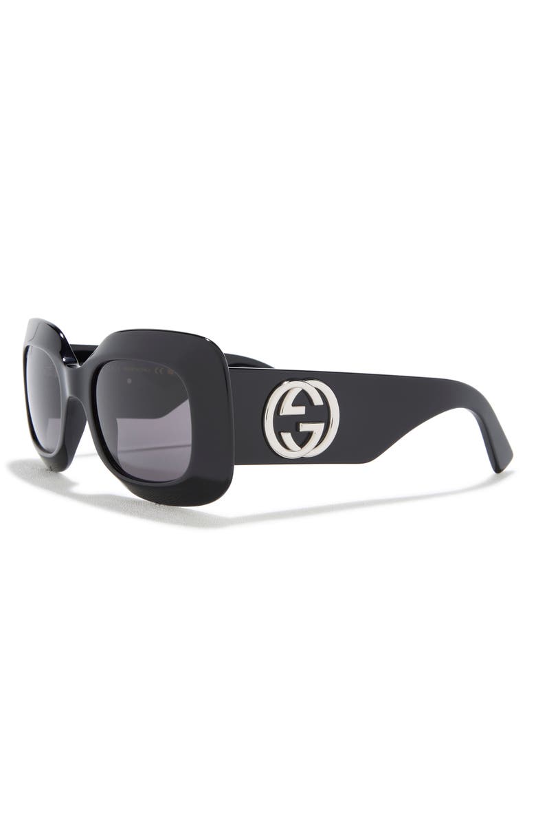 Gucci 51mm Oversize Square Sunglasses, Alternate, color, Black Black Grey
