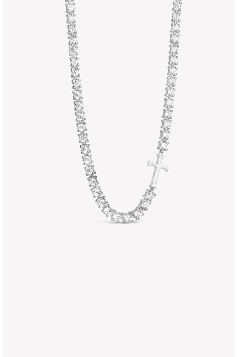 Luminous Cross Tennis Necklace, Main, color, Sterling Silver
