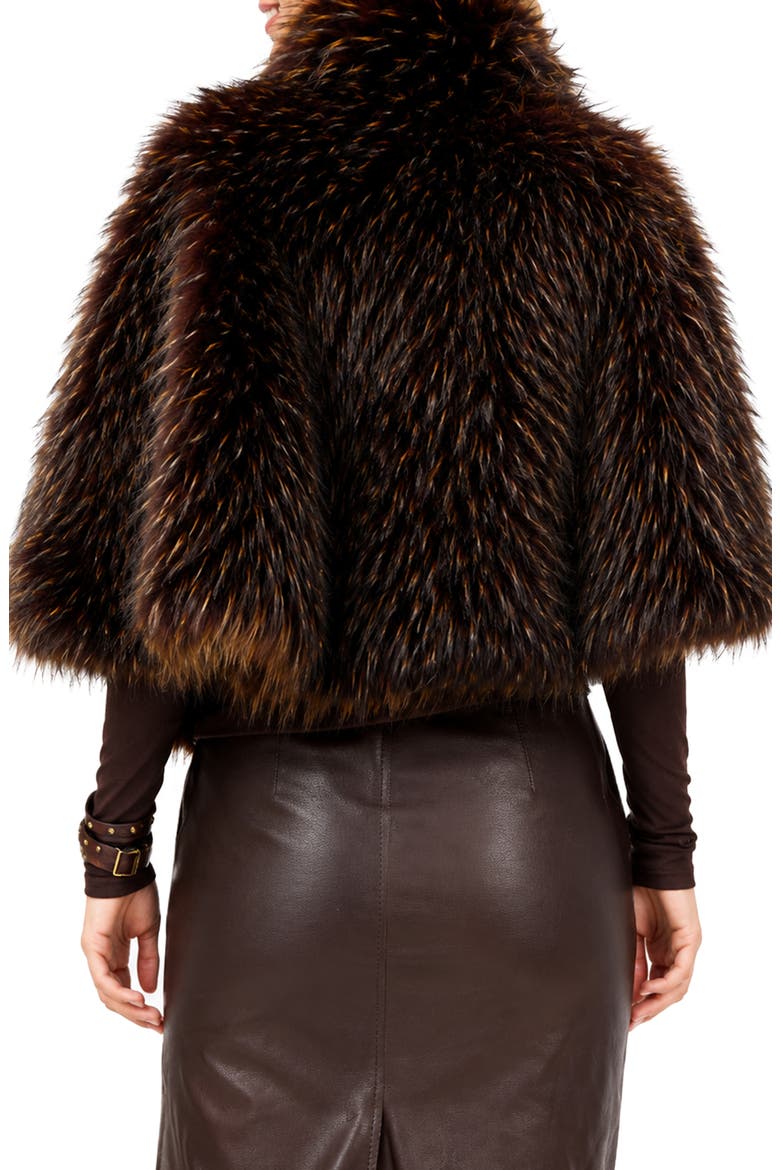 Faux Fur Capelet, Alternate, color, BROWN