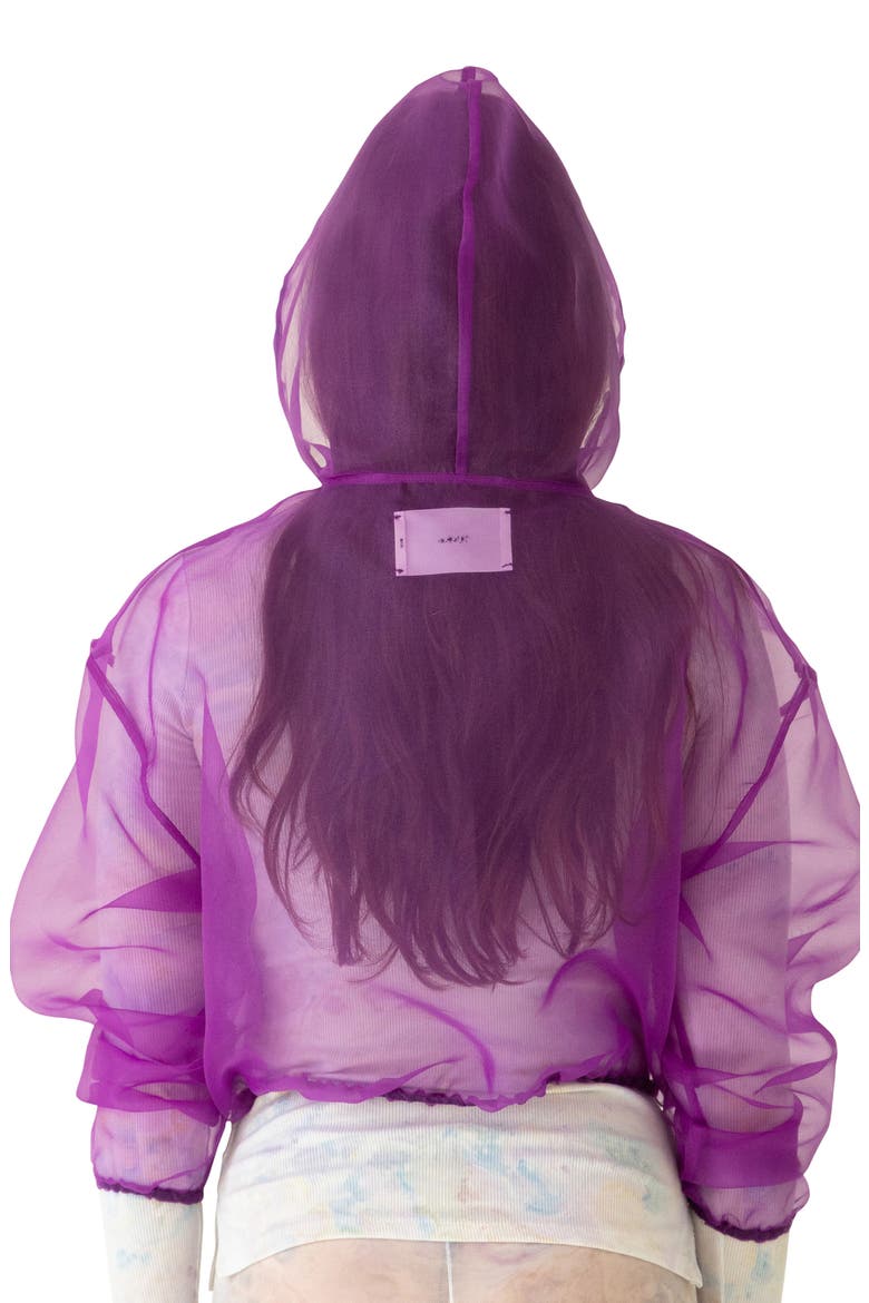 Transparent Organza Crop Hoodie, Alternate, color, PURPLE