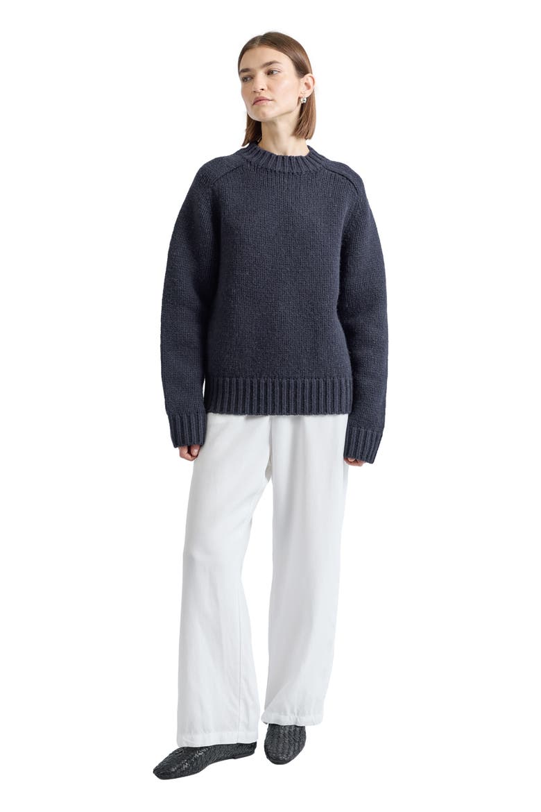 Knit Wool Crewneck Sweater, Alternate, color, Dark Navy