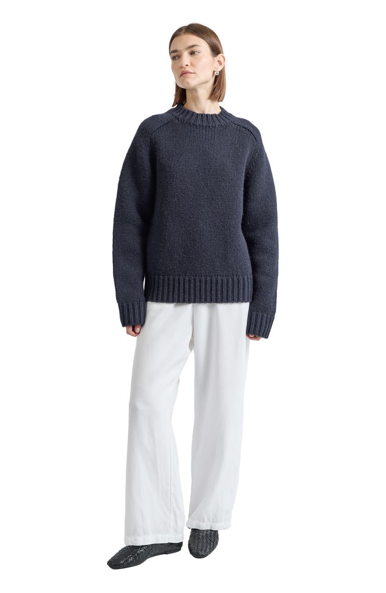 Almina Concept Knit Wool Crewneck Sweater, Alternate, color, Dark Navy