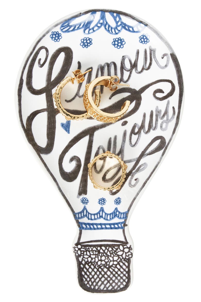 L'Amour Toujours Hot Air Balloon Plate, Alternate, color, WHITEWASH/ BLACK