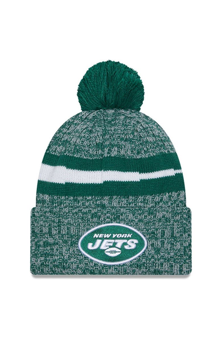 New Era Men's New Era  Green New York Jets 2023 Sideline Cuffed Knit Hat With Pom, Main, color, Green