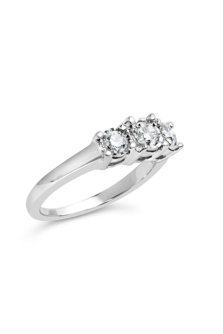 14K White Gold 1/2 Cttw Diamond Three Stone Illusion Plate Ring, Alternate, color, White