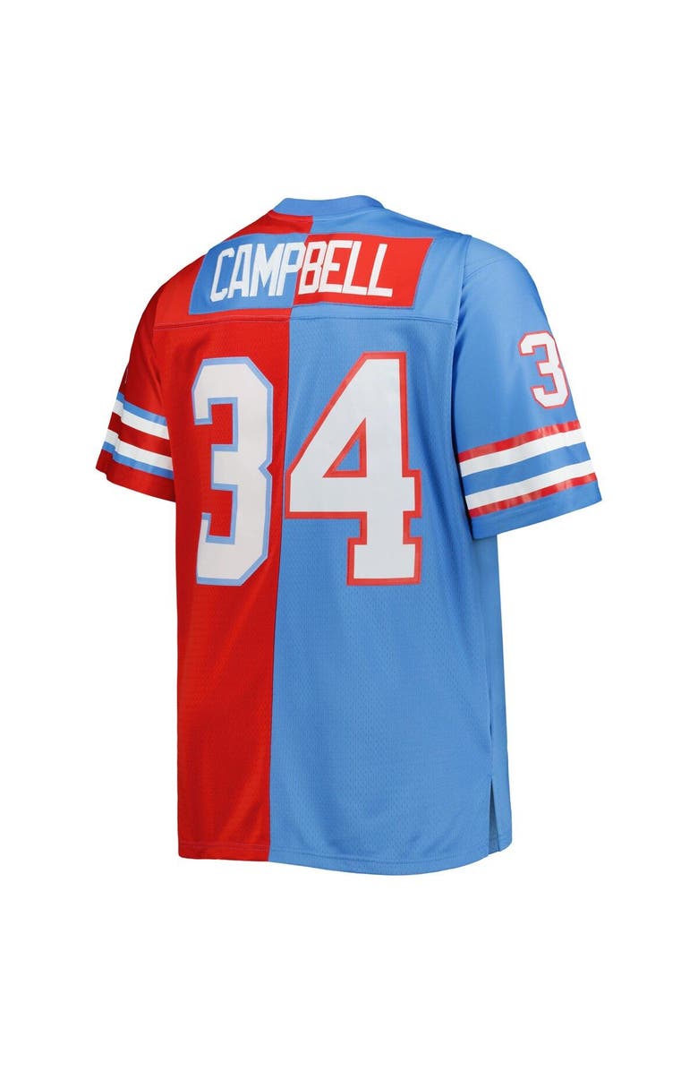 Mitchell & Ness Men's Mitchell & Ness Earl Campbell Light Blue/Red Houston Oilers Big & Tall Gridiron Classics Split Legacy Retired Player Replica Jersey, Alternate, color, 