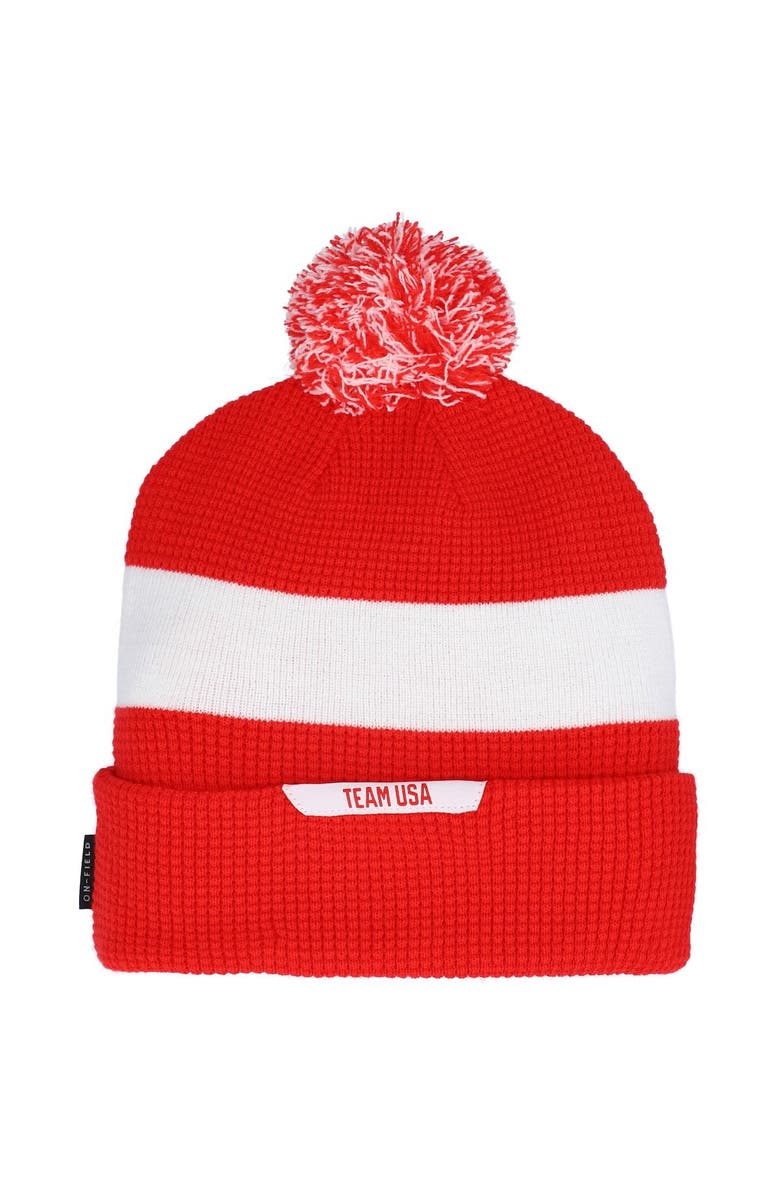 Nike Men's Nike Red Team USA 2021 Sideline Cuffed Knit Hat with Pom, Alternate, color,