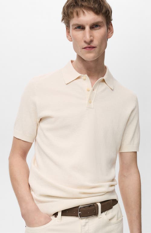 Mango Slim Fit Polo In Ivory White