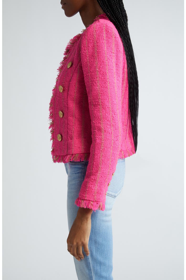 Tinlee Tweed Jacket, Alternate, color, SHOCKING PINK/ GOLD STRIPE