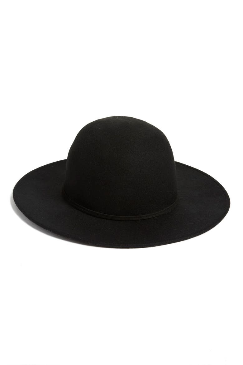 Wool Round Crown Hat, Main, color, BLACK