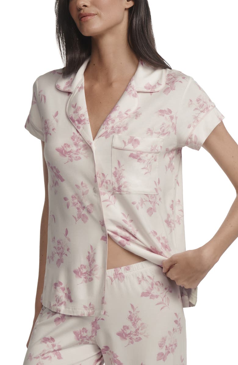 Eberjey Gisele Printed Short Sleeve Cropped Pajamas, Alternate, color,