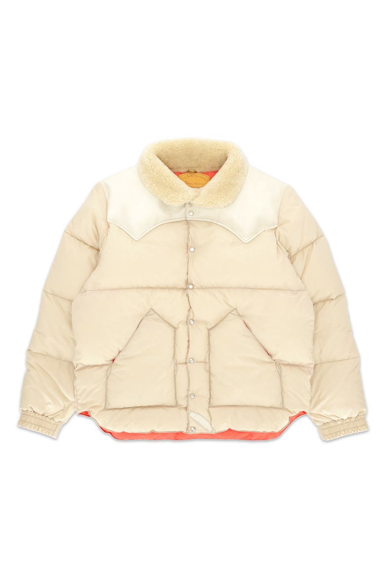 Christy Shearling Collar Nylon Jacket, Main, color, Beige