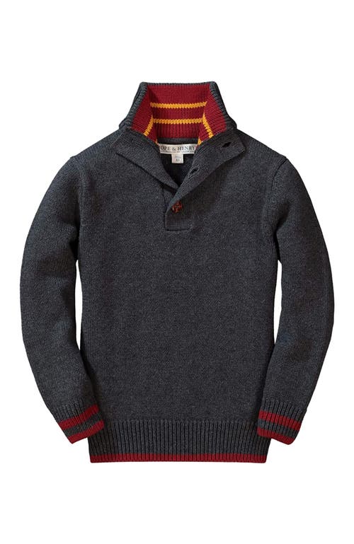 Hope & Henry Baby Boys' Mock Neck Button Placket Sweater, Infant in Dark Heather Grey  product