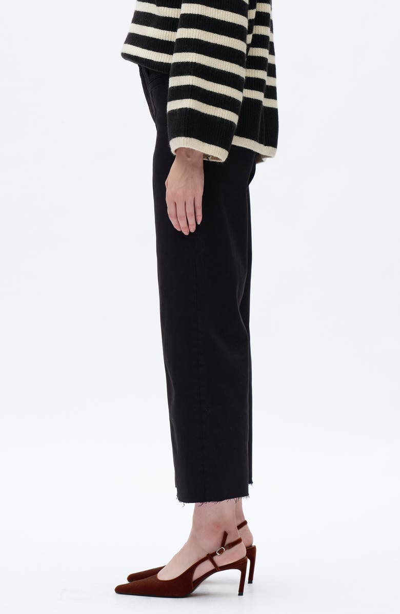 Bayeas Seamed High Waist Raw Hem Crop Wide Leg Jeans, Alternate, color, Black