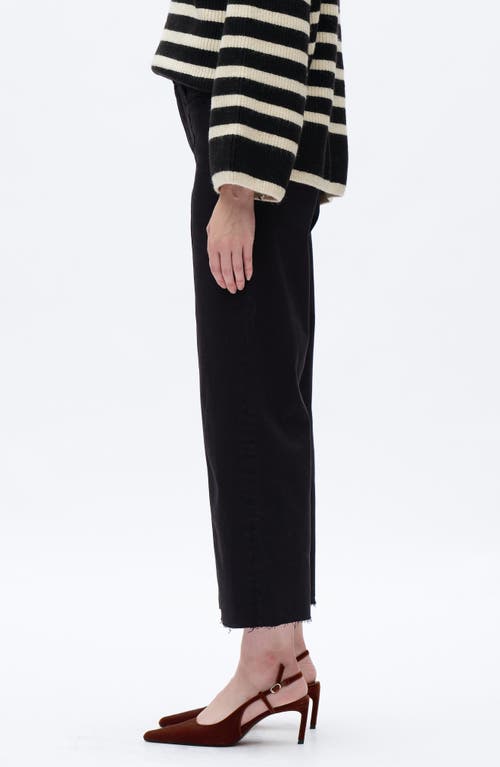 Bayeas Seamed High Waist Raw Hem Crop Wide Leg Jeans In Animal Print