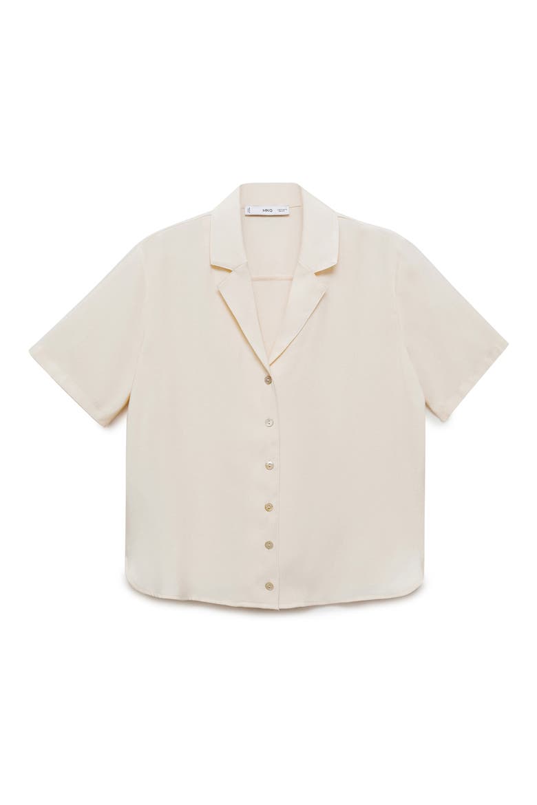 Short Sleeve Satin Camp Shirt, Alternate, color, ECRU