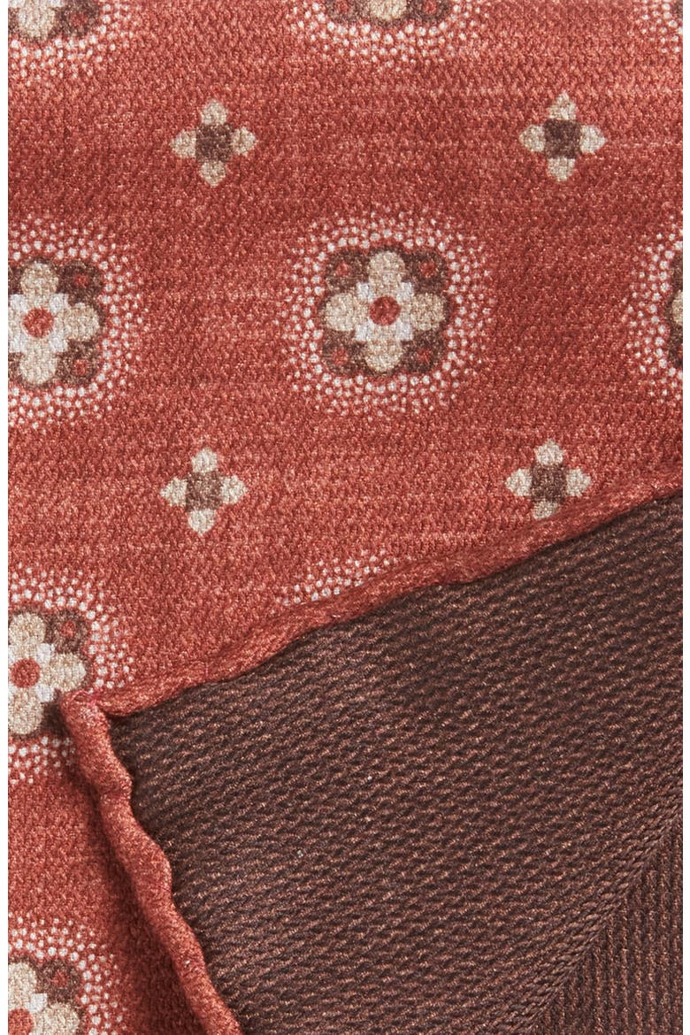Foulard Reversible Silk Pocket Square, Alternate, color, CINNAMON
