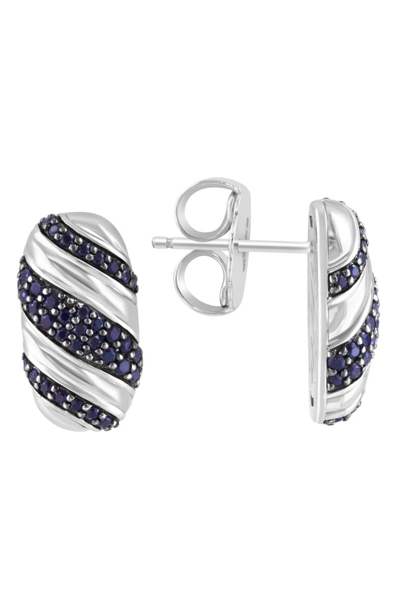 EFFY Sterling Silver Pavé Black Spinel Oval Stud Earrings, Main, color, Black