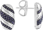 EFFY Sterling Silver Pavé Black Spinel Oval Stud Earrings