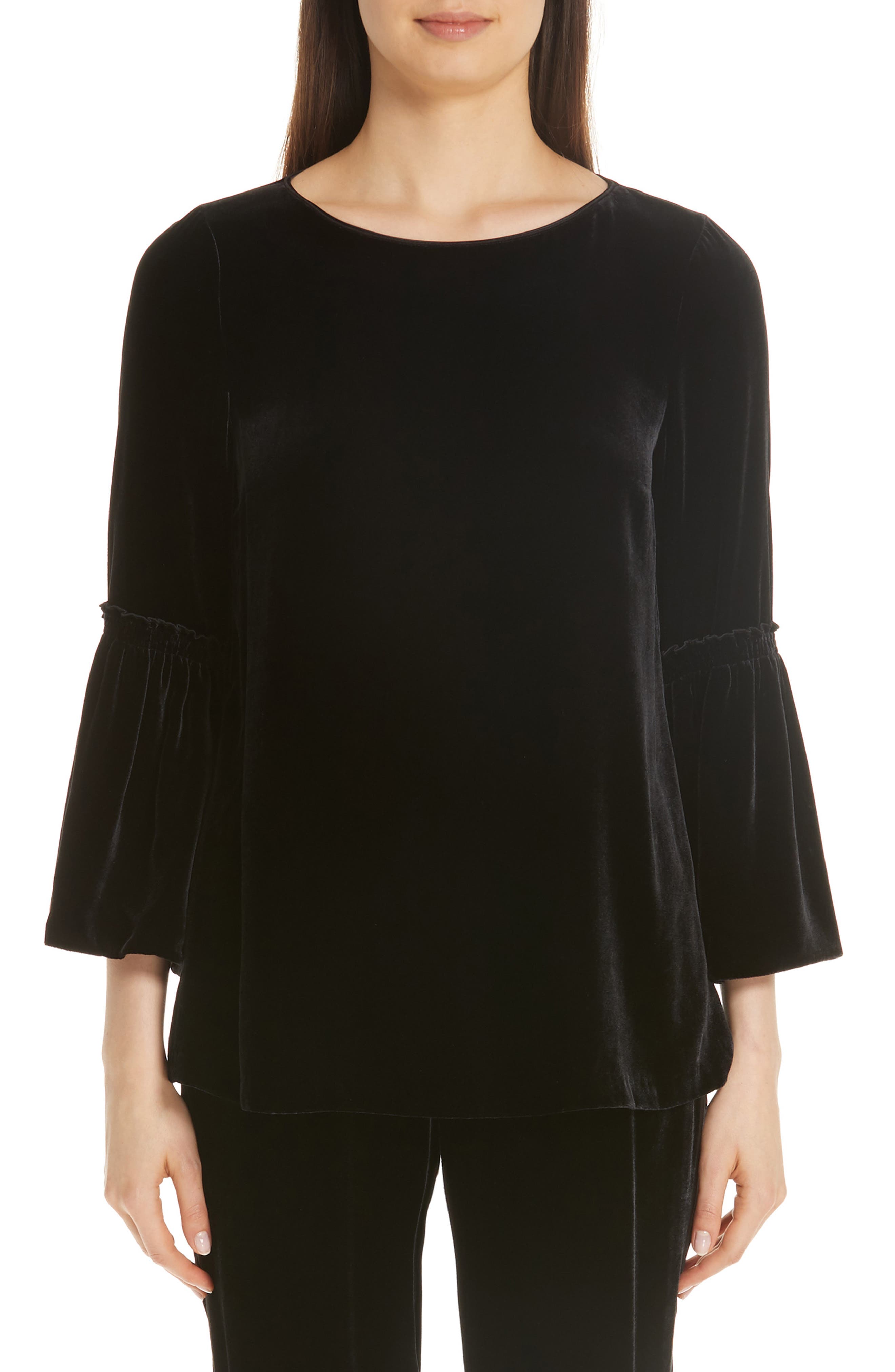 Lafayette 148 New York Roslin Velvet Bell Sleeve Blouse (Women ...