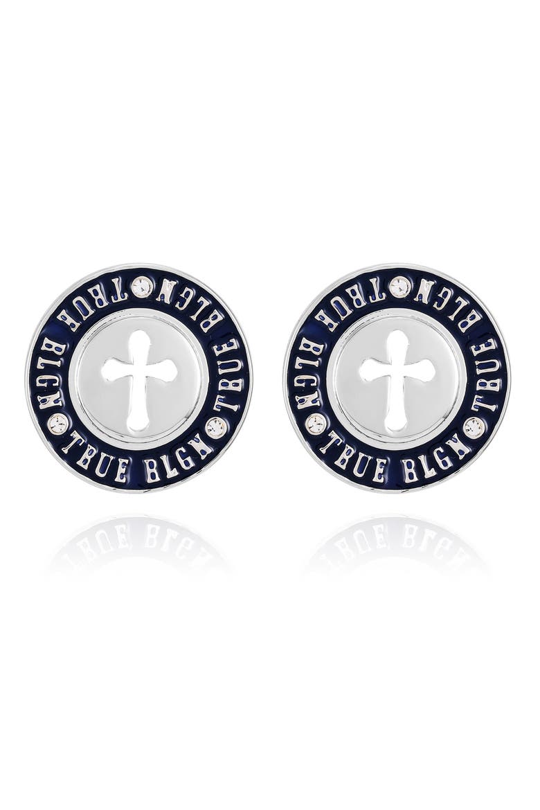 Logo Stud Earrings, Alternate, color, SILVER TONE