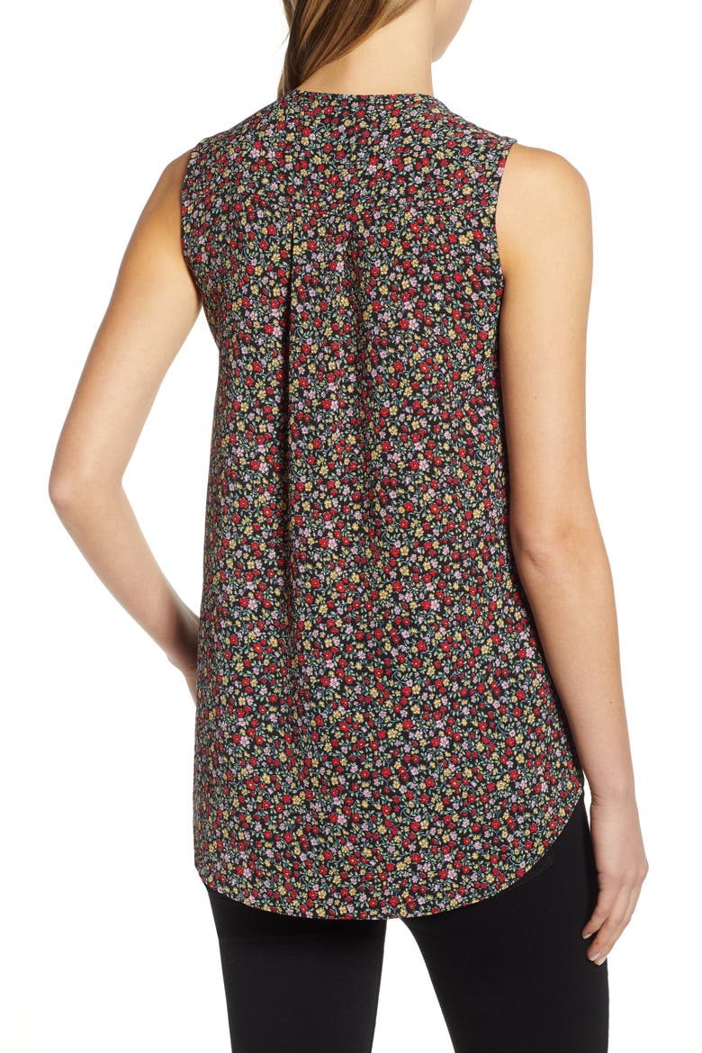 V-Neck Shell, Alternate, color, BLACK BOTANICAL