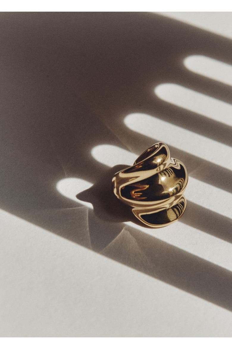 Wave Ear Cuff, Alternate, color, Yellow Toned Gold