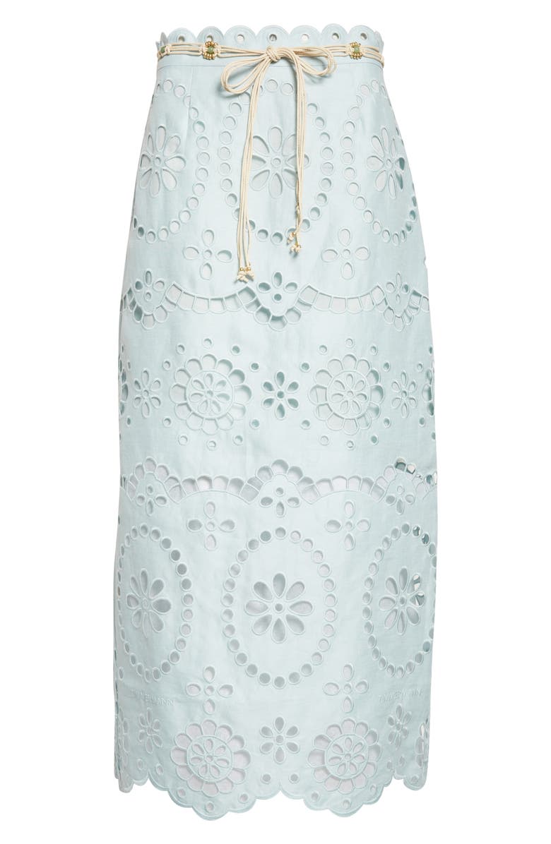 Zimmermann Awaken Belted Broderie Anglaise Midi Skirt, Alternate, color, Mint