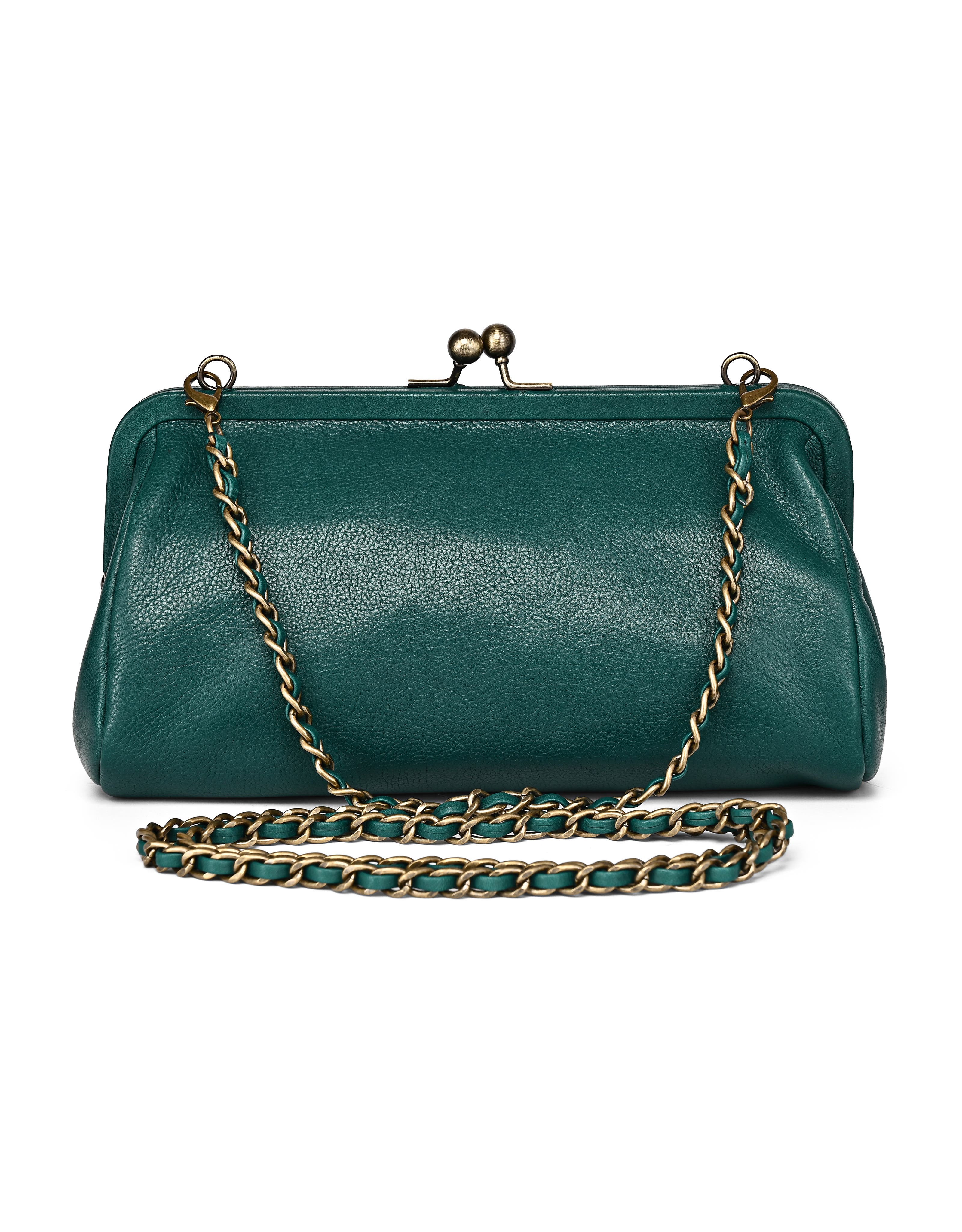 OLD TREND Iris Genuine Leather Vintage Frame Crossbody Bag, Alternate, color, Teal