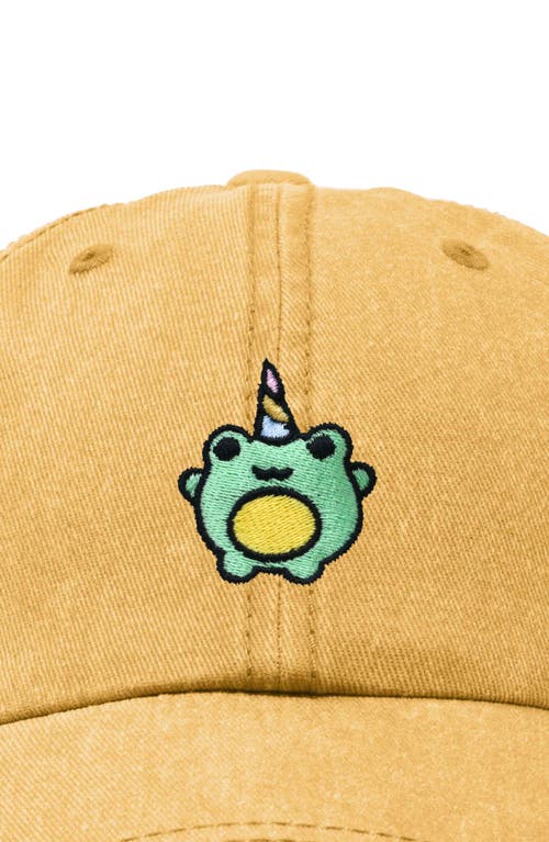 Dalix Froggy Unicorn Embroidered Cap In Washed Gold