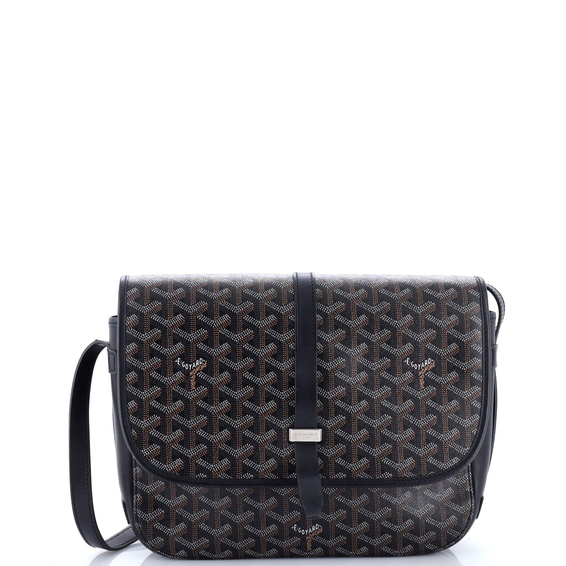 Pre-Owned Goyard Belvedere II Messenger Bag Coated Canvas MM, Main, color, Black