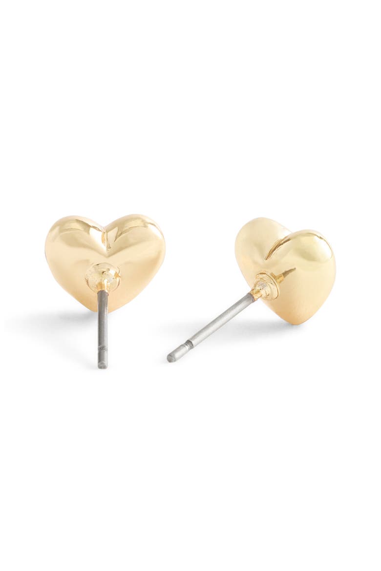 Signature C Puffy Heart Stud Earrings, Alternate, color, GOLD
