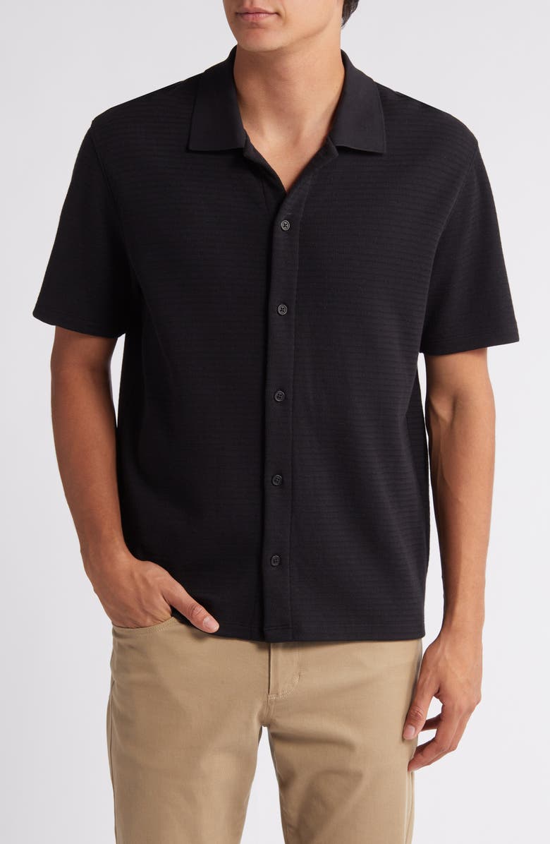Vince Textured Double Knit Short Sleeve Button-Up Shirt