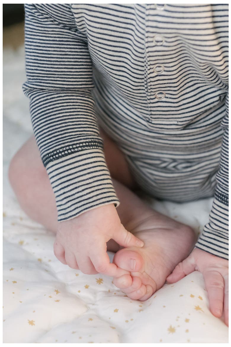 Sailor Stripe Raglan Sleeve Organic Cotton Bodysuit, Alternate, color, INK