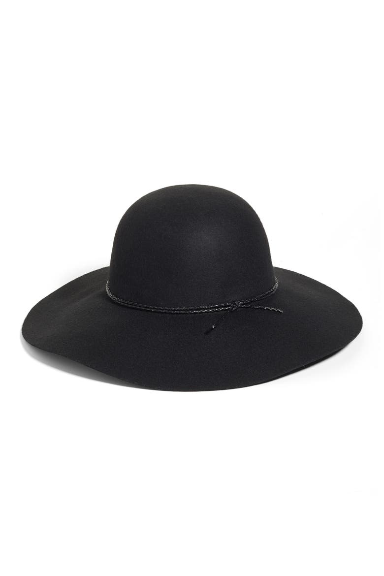 Wool Floppy Hat, Main, color, BLACK