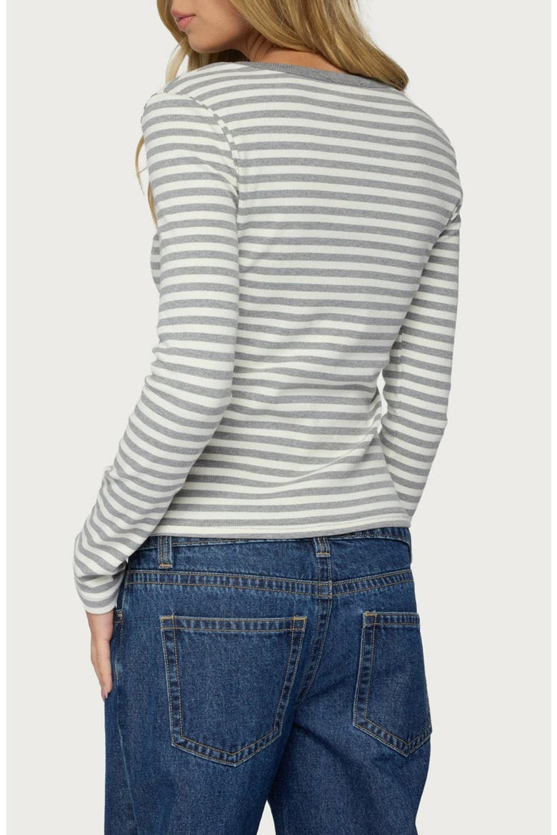 Roma Striped Henley Top, Alternate, color, GRAY-MELANGE