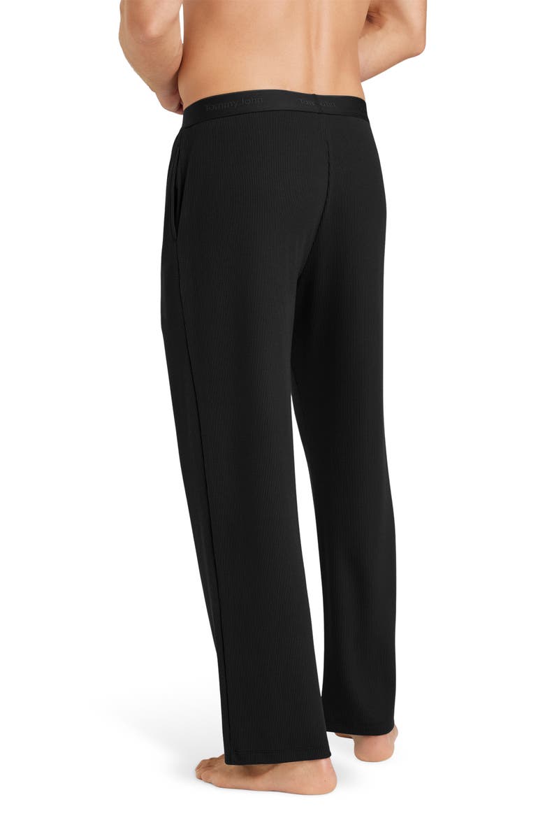 Waffle Knit Lounge Pants, Alternate, color, BLACK