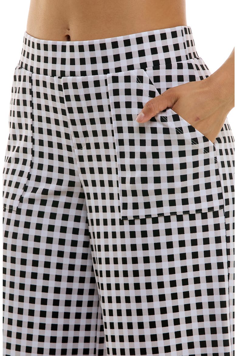 Gingham Crop Wide Leg Pants, Alternate, color, BLACK WHITE