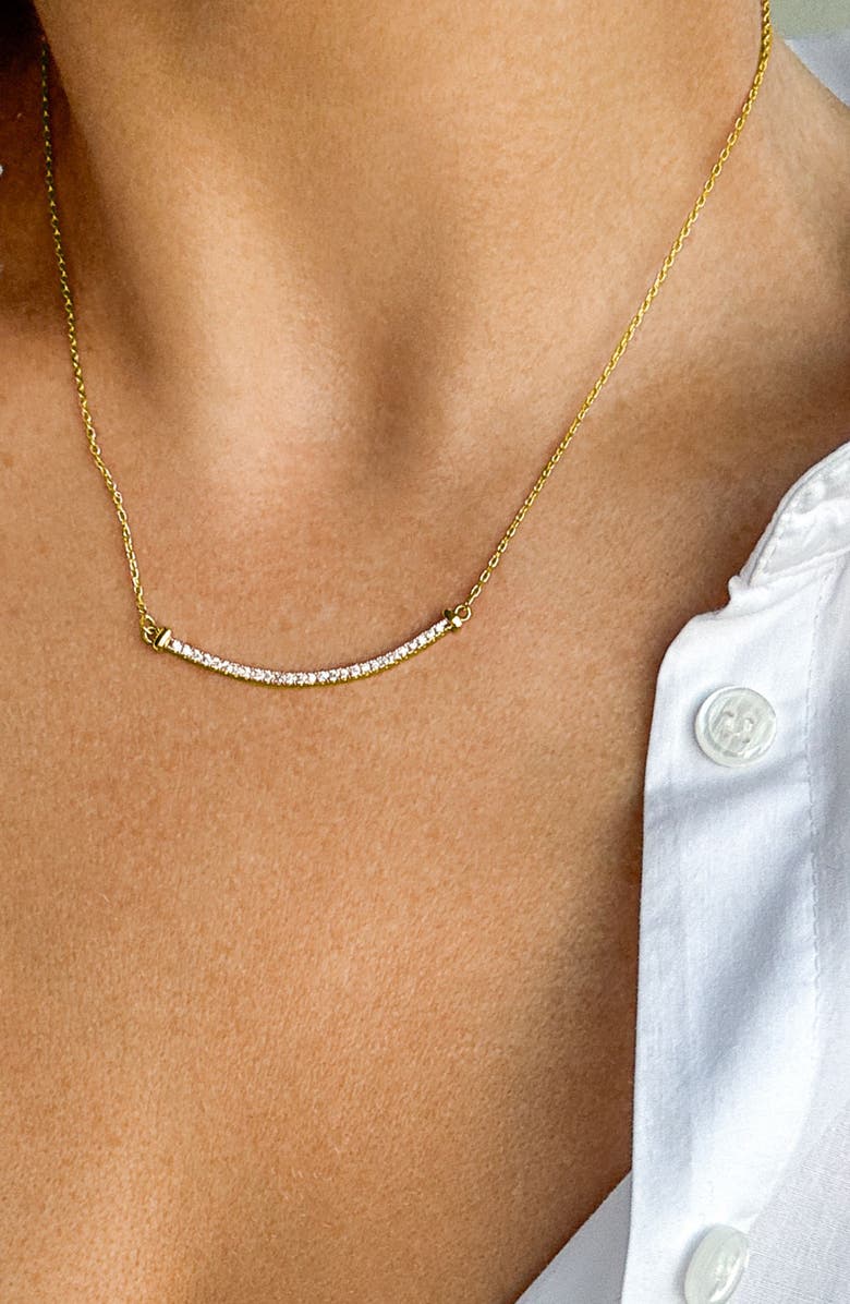 Adornia Crystal Curved Bar Pendant Necklace & Drop Earrings Set, Alternate, color, Gold