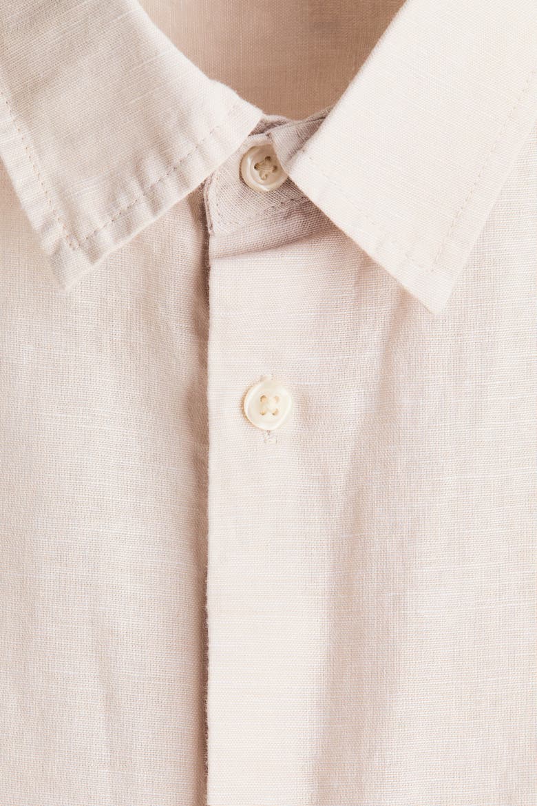 Relaxed Fit Short-sleeved Linen-blend Shirt, Alternate, color, Light beige