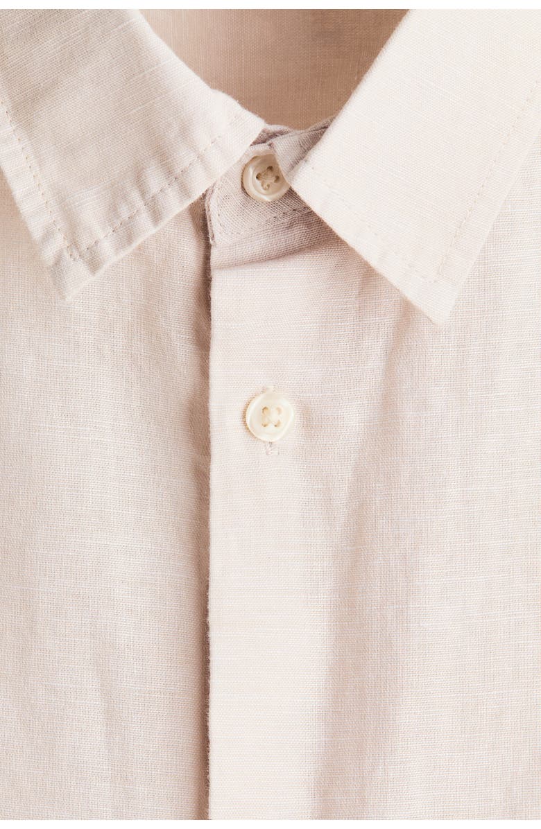 H&M Relaxed Fit Short-sleeved Linen-blend Shirt, Alternate, color, Light Beige