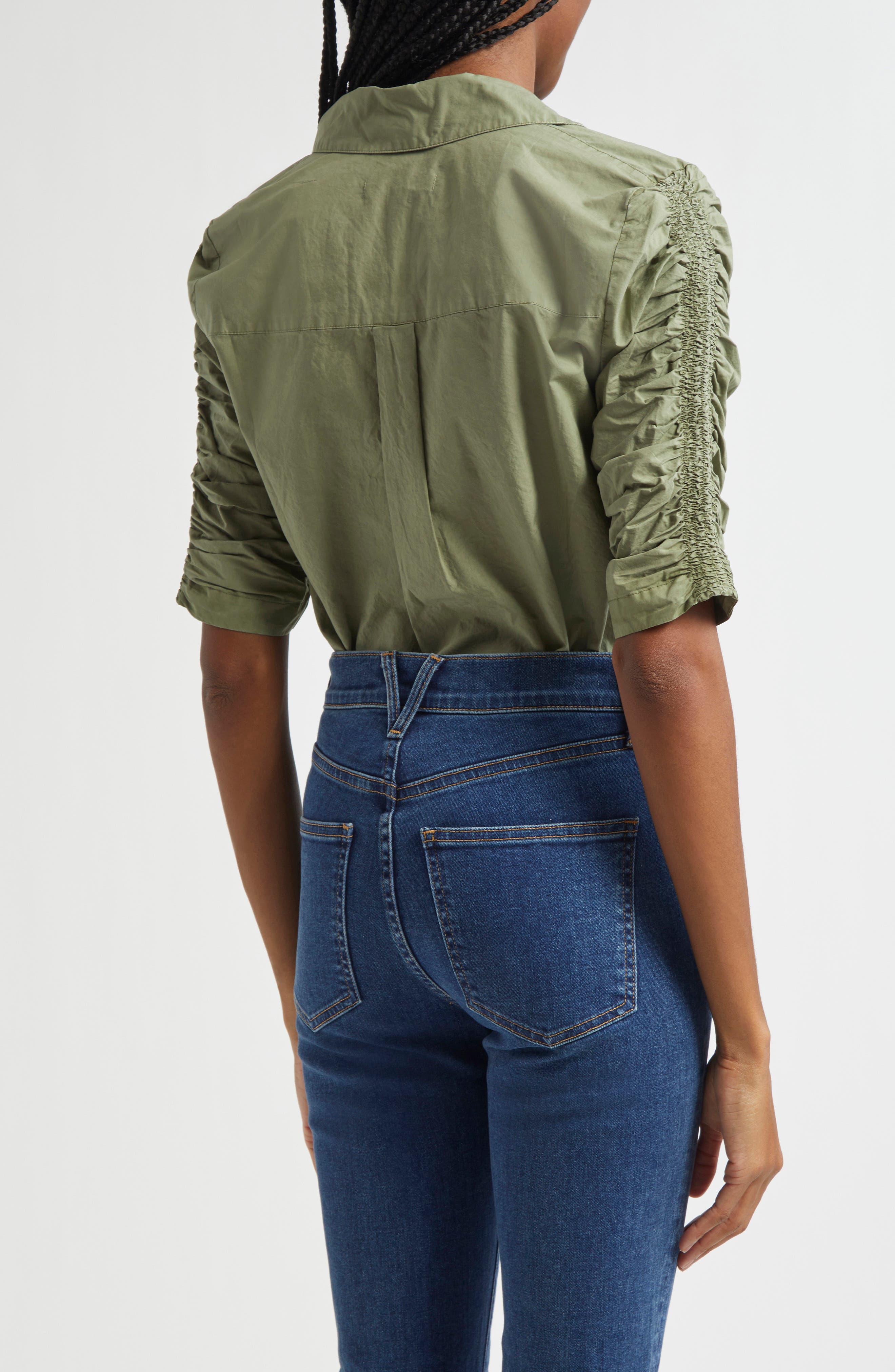 Porta Ruched Cotton Button-Up Shirt - image 2