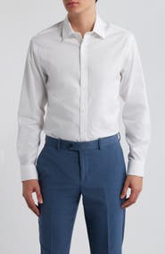 DANIEL HECHTER Paris Modern Fit Textured White Cotton Dress Shirt