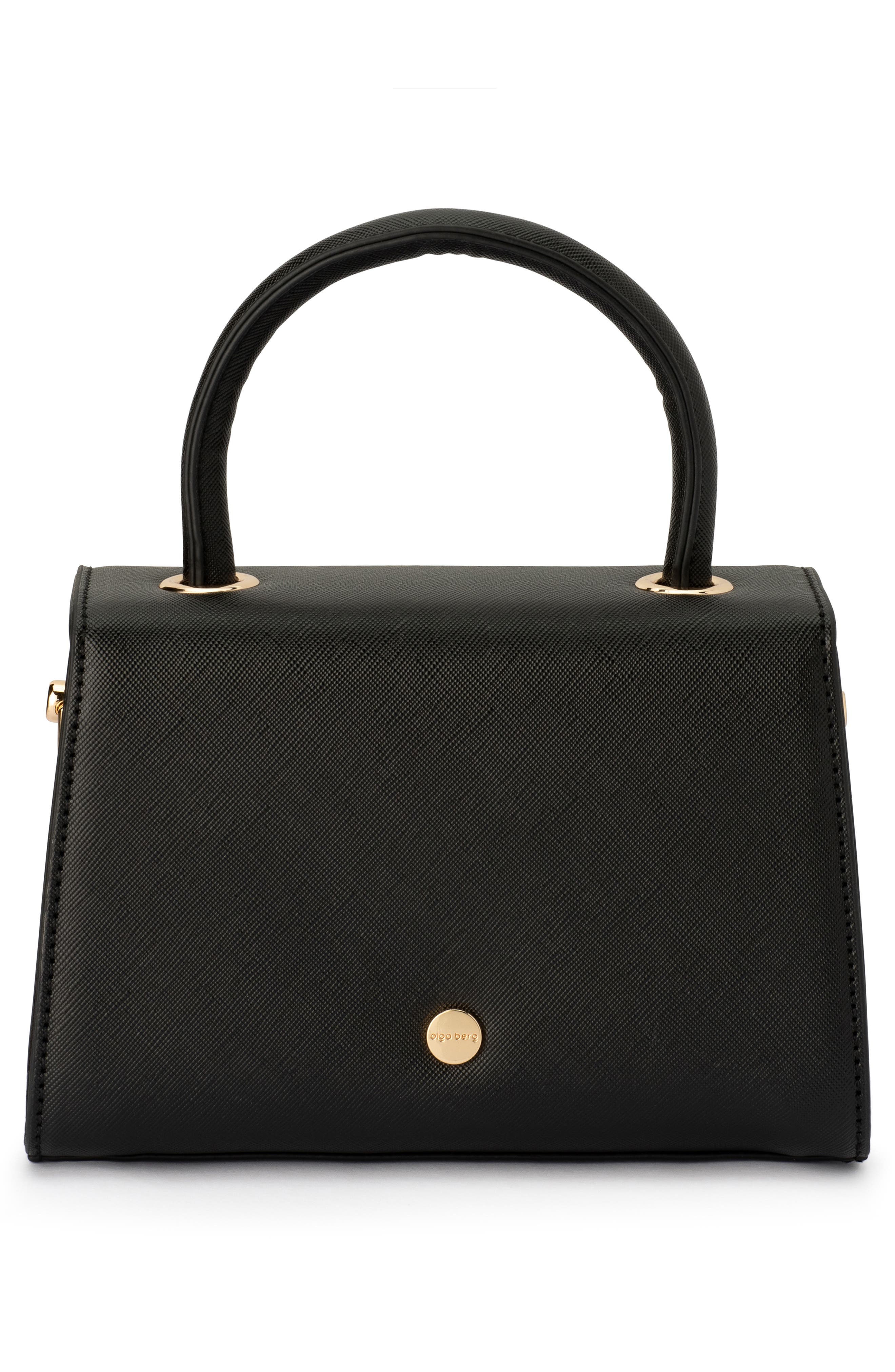Olga Berg Sasha Faux Leather Top Handle Bag, Alternate, color, Black