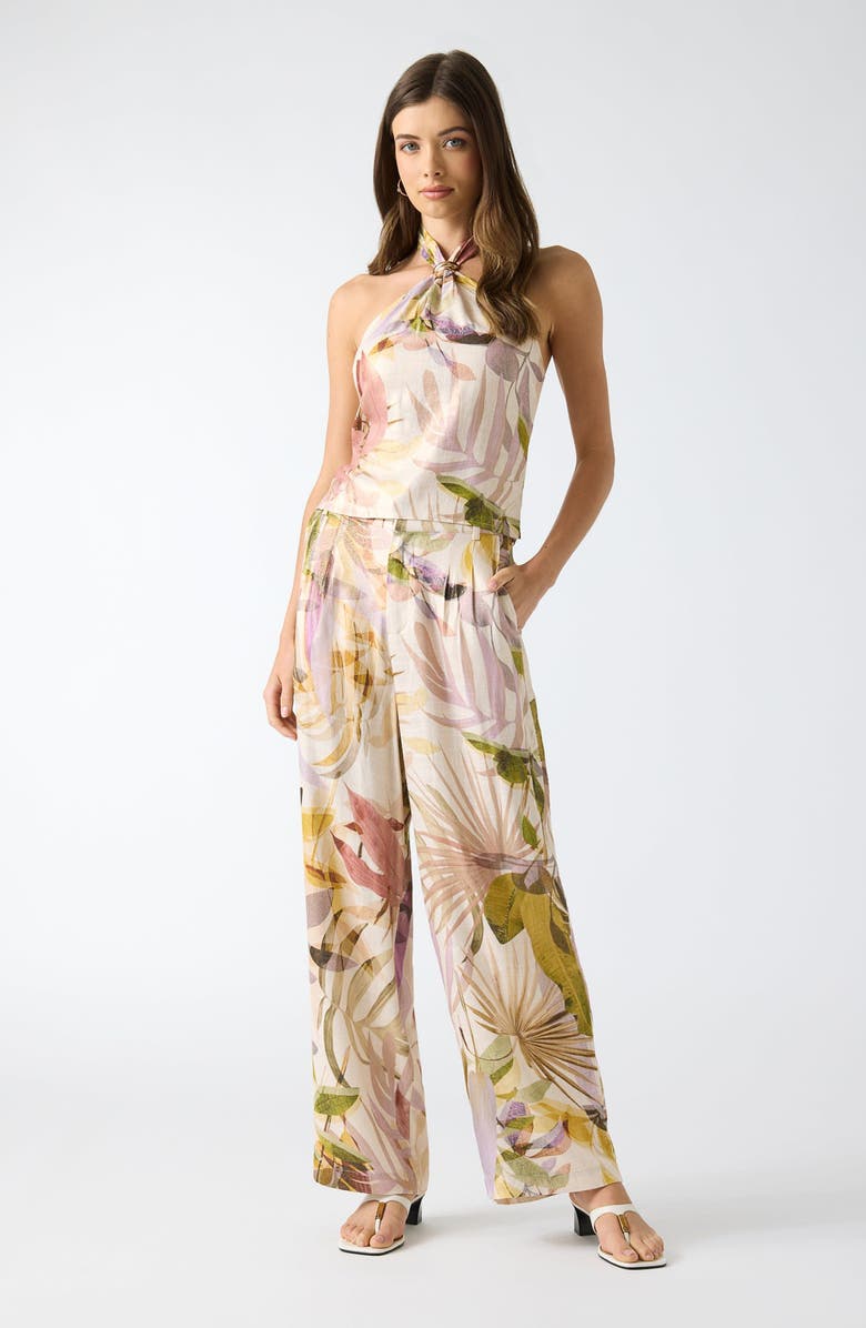 GUESS Kiara Floral Print Halter Top, Alternate, color, Palm Print