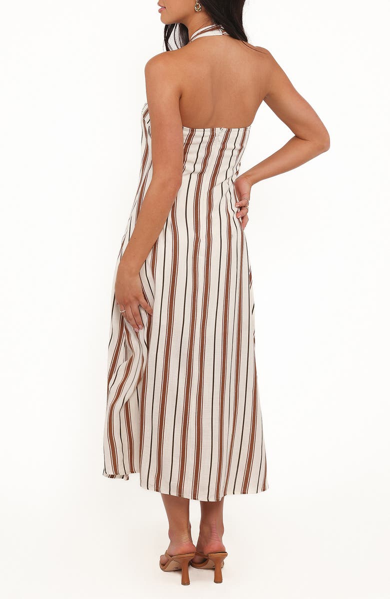 Petal & Pup Katherine Sleeveless Stripe Midi Dress, Alternate, color, Brown Stripe